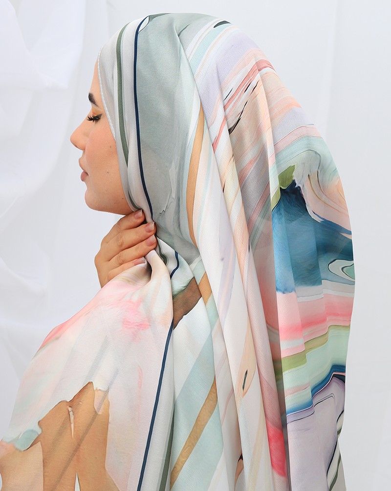 FOULARD SATINÉ IMPRIMÉ